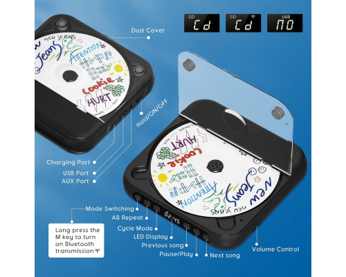 Портативний CD-програвач SKYANS з Bluetooth