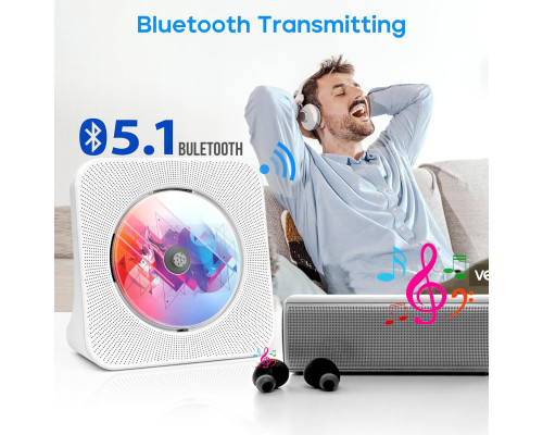 Портативний CD-програвач з Bluetooth, стереозвуком та динаміками