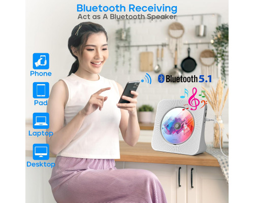 Портативний CD-програвач з Bluetooth, стереозвуком та динаміками