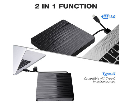 Портативний зовнішній оптичний привід із двома портами USB 3.0+Type-C