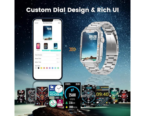 Смарт-годинник чоловічий ‎Motsfit ‎smartwatch88 IP67 для Android iPhone крокомір / монітор серцевого ритму / вимірювання тиску