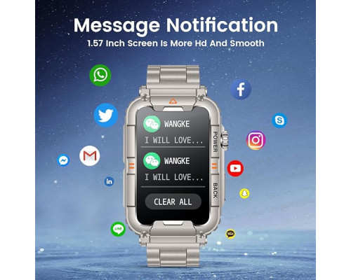 Смарт-годинник чоловічий ‎Motsfit ‎smartwatch88 IP67 для Android iPhone крокомір / монітор серцевого ритму / вимірювання тиску