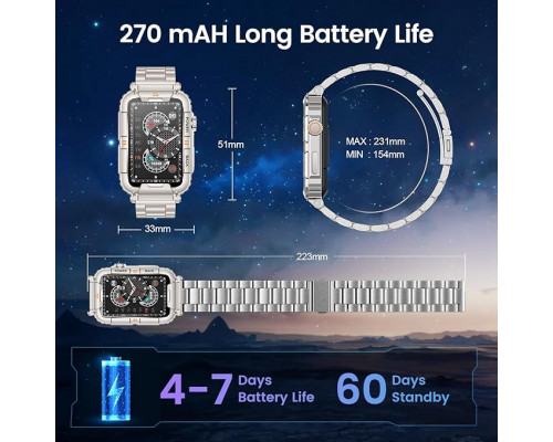 Смарт-годинник чоловічий ‎Motsfit ‎smartwatch88 IP67 для Android iPhone крокомір / монітор серцевого ритму / вимірювання тиску