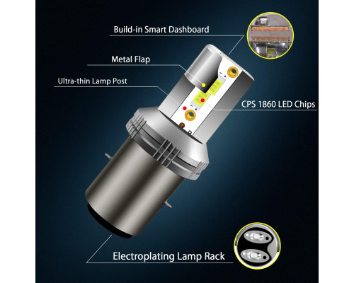 Світлодіодна фара Asasytal S2 Ba20d / світлодіодна лампа для фар мотоцикла DC12V/24V 20W (комплект 2 шт.)