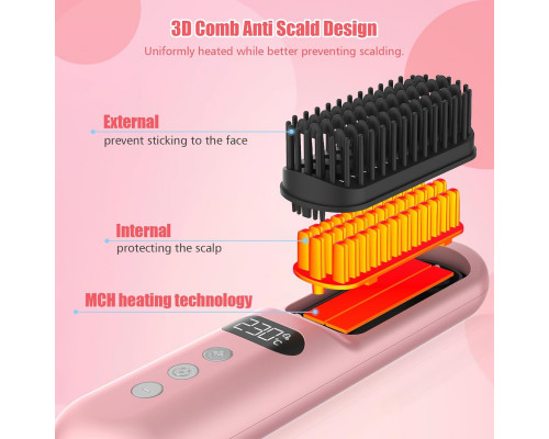 Випрямляюча щітка для укладання волосся Gabrella Hair Straightener Brush Pink