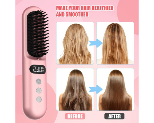 Випрямляюча щітка для укладання волосся Gabrella Hair Straightener Brush Pink