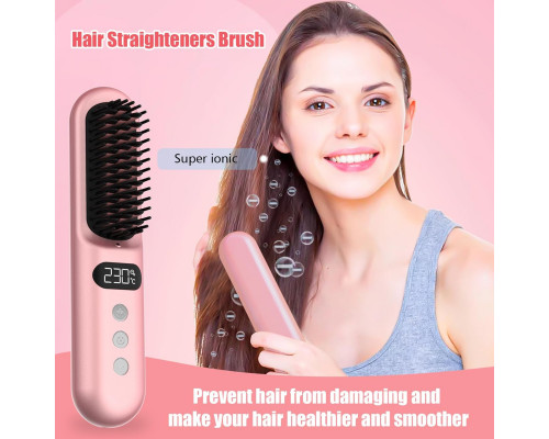 Випрямляюча щітка для укладання волосся Gabrella Hair Straightener Brush Pink