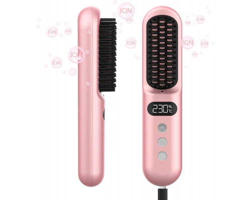 Випрямляюча щітка для укладання волосся Gabrella Hair Straightener Brush Pink