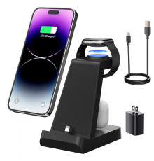 Зарядна станція для кількох пристроїв 3 в 1 швидка для iWatch, iPhone та AirPods