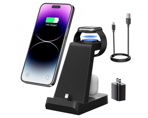 Зарядна станція для кількох пристроїв 3 в 1 швидка для iWatch, iPhone та AirPods