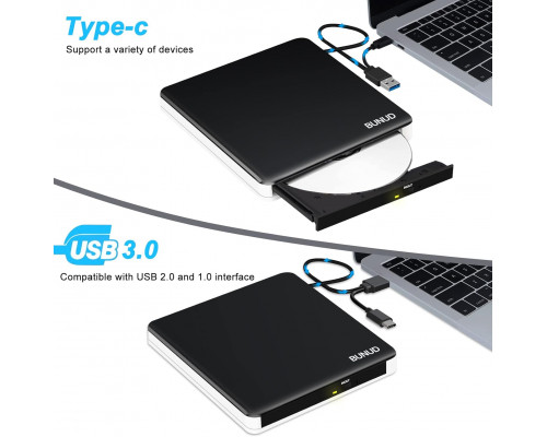 Зовнішній CD/DVD привід BUNUD USB 3.0 та Type-C