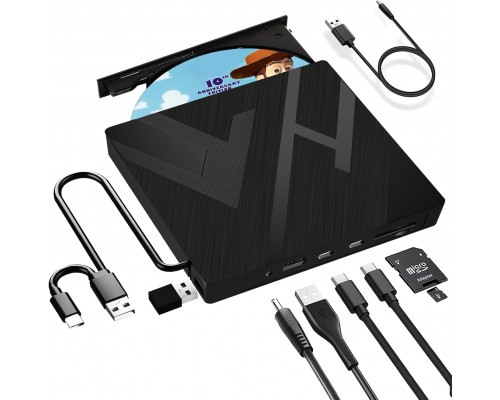 Зовнішній CD DVD-привід JBonest 8 в 1 для ноутбука USB 3.0 Type-C
