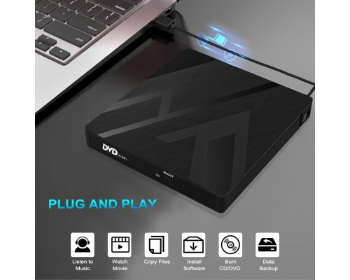 Зовнішній CD DVD-привід JBonest 8 в 1 для ноутбука USB 3.0 Type-C