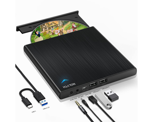 Зовнішній CD/DVD-привід NOLYTH USB 3.0 Type C Записувач компакт-дисків CD DVD +/-RW