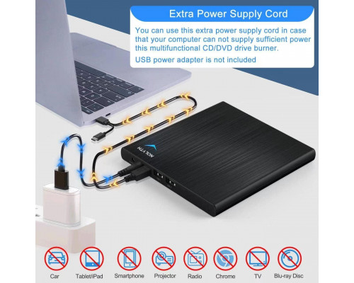 Зовнішній CD/DVD-привід NOLYTH USB 3.0 Type C Записувач компакт-дисків CD DVD +/-RW