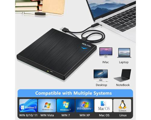 Зовнішній CD/DVD-привід NOLYTH USB 3.0 Type C Записувач компакт-дисків CD DVD +/-RW